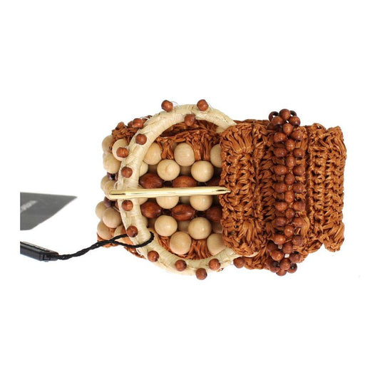 Dolce & Gabbana Elegant Beaded Raffia Waist Belt Belt Dolce & Gabbana Sienna