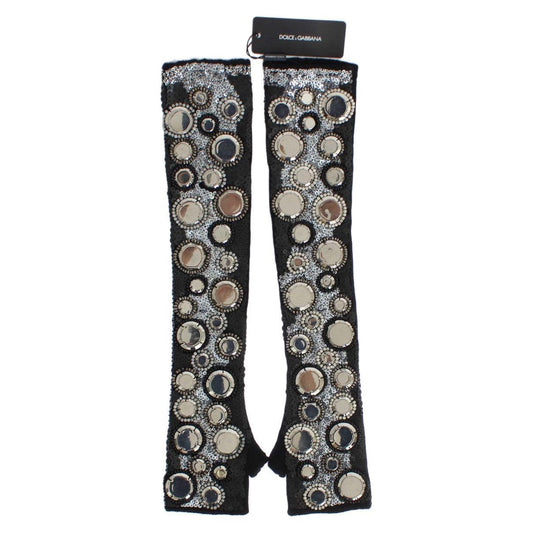 Dolce & Gabbana Sequin-Embellished Cashmere Fingerless Gloves Dolce & Gabbana Dark Slate Gray