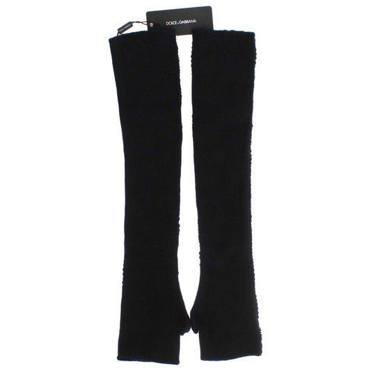 Dolce & Gabbana Sequin-Embellished Cashmere Fingerless Gloves Dolce & Gabbana Black