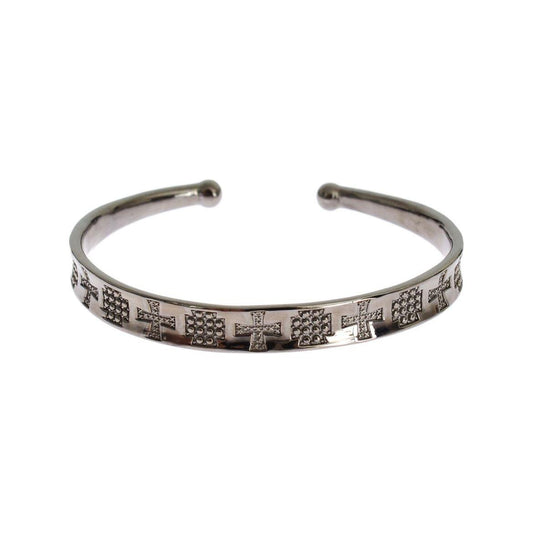 Nialaya Elegant Rhodium Silver Bangle Bracelet Nialaya Dark Gray