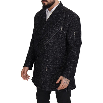 Dolce & Gabbana Black Wool Double Breasted Coat Men Jacket