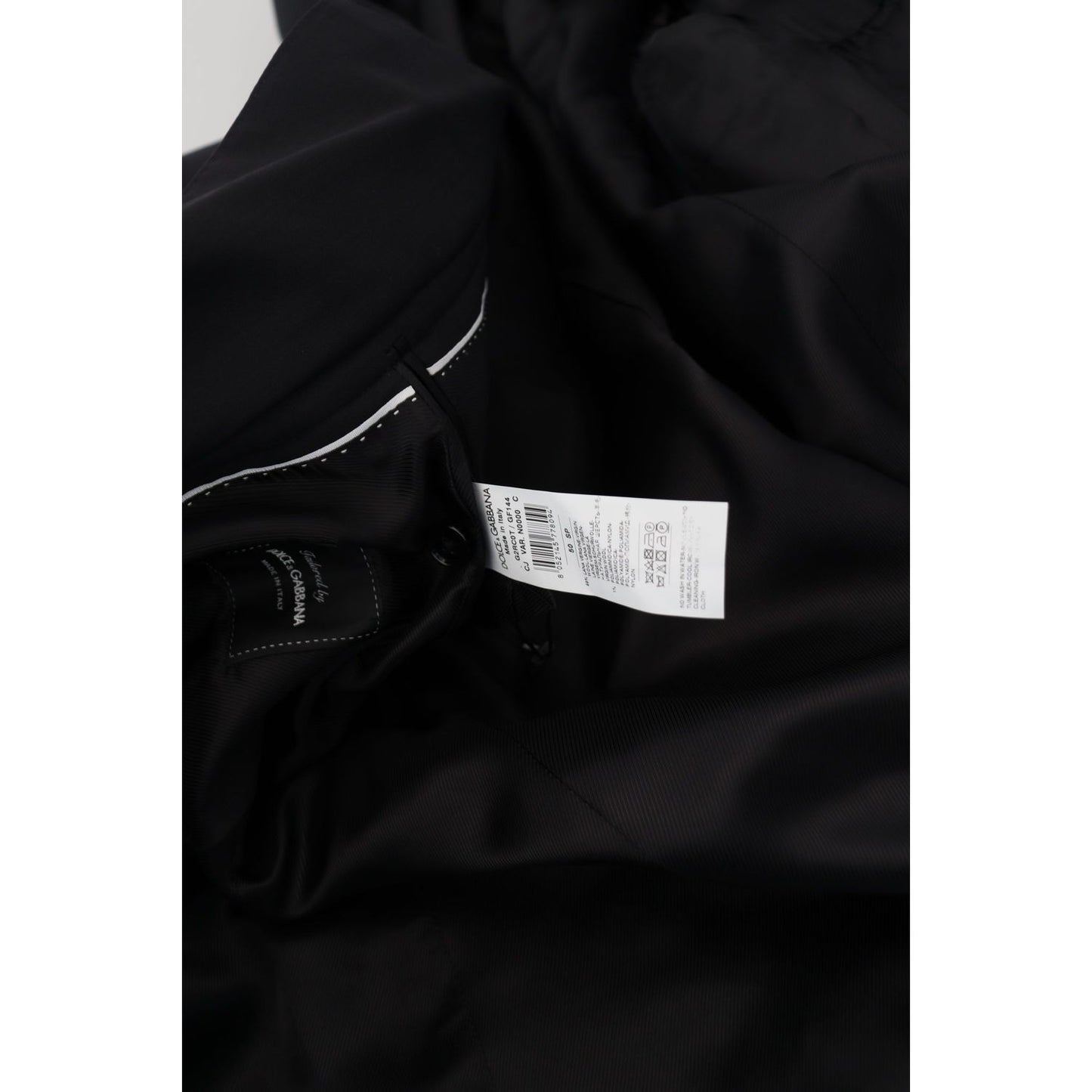 Dolce & Gabbana Black Wool Full Zip Long Sleeves Jacket