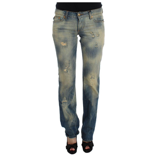 Cavalli Elegant Slim Bootcut Blue Jeans Cavalli Dim Gray