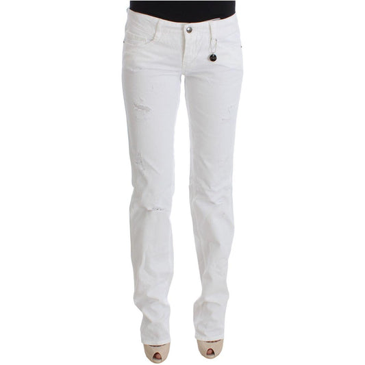 Costume National Chic Slim Fit White Cotton Jeans Costume National Light Gray