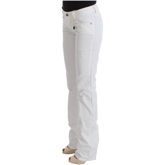 Costume National Chic Slim Fit White Cotton Jeans Costume National Gray