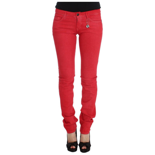 Costume National Chic Red Slim Fit Jeans Costume National Firebrick