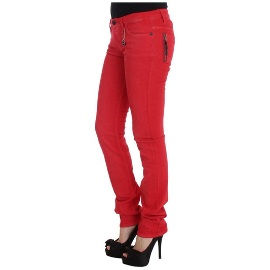 Costume National Chic Red Slim Fit Jeans Costume National Firebrick