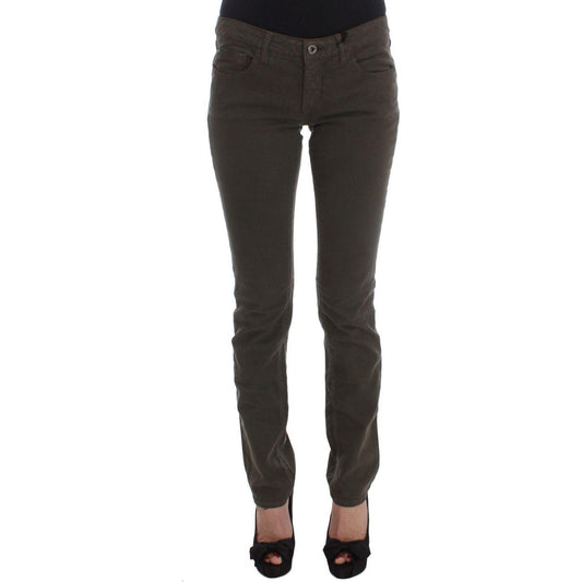 Costume National Chic Slim Fit Green Cotton Jeans Costume National Dark Slate Gray