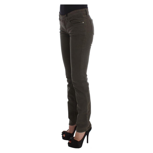 Costume National Chic Slim Fit Green Cotton Jeans Costume National Dark Slate Gray