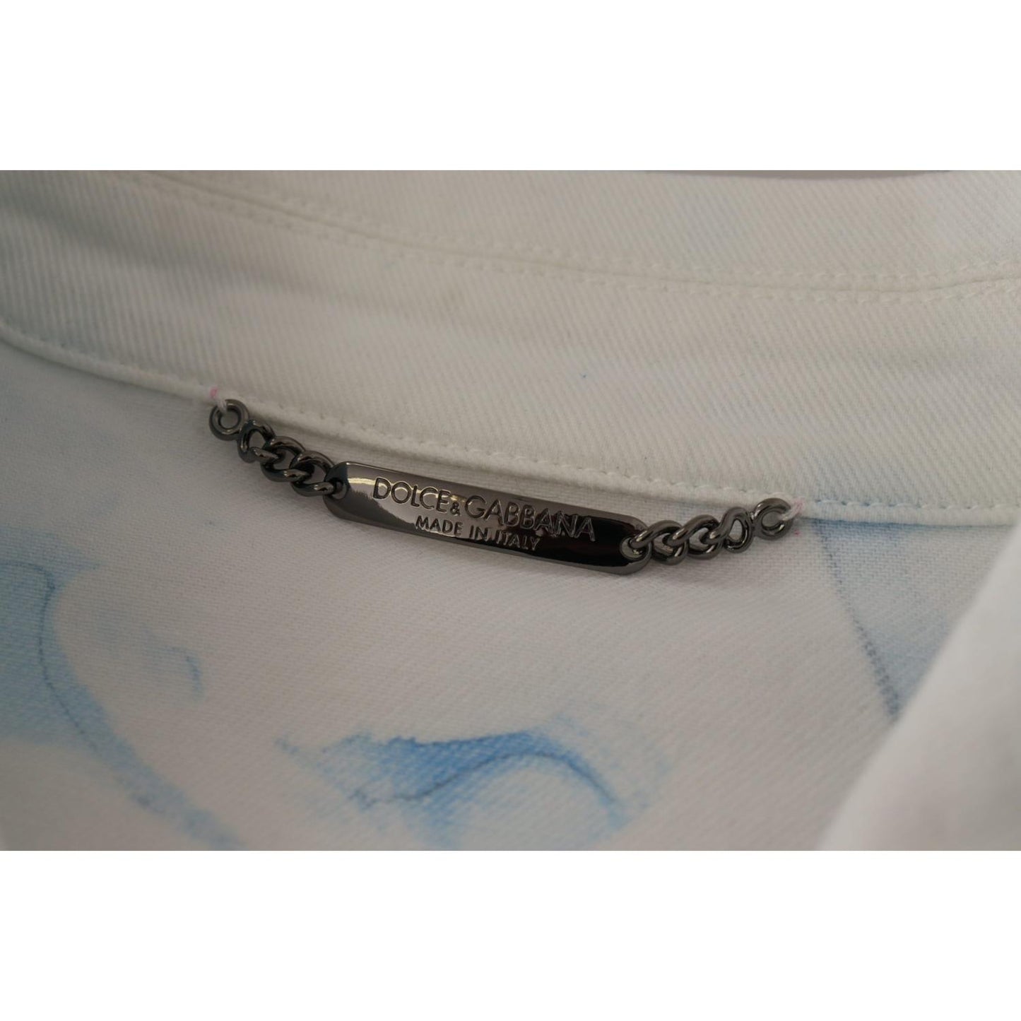 Dolce & Gabbana White Cotton Logo Embroidery Denim Jacket Dolce & Gabbana