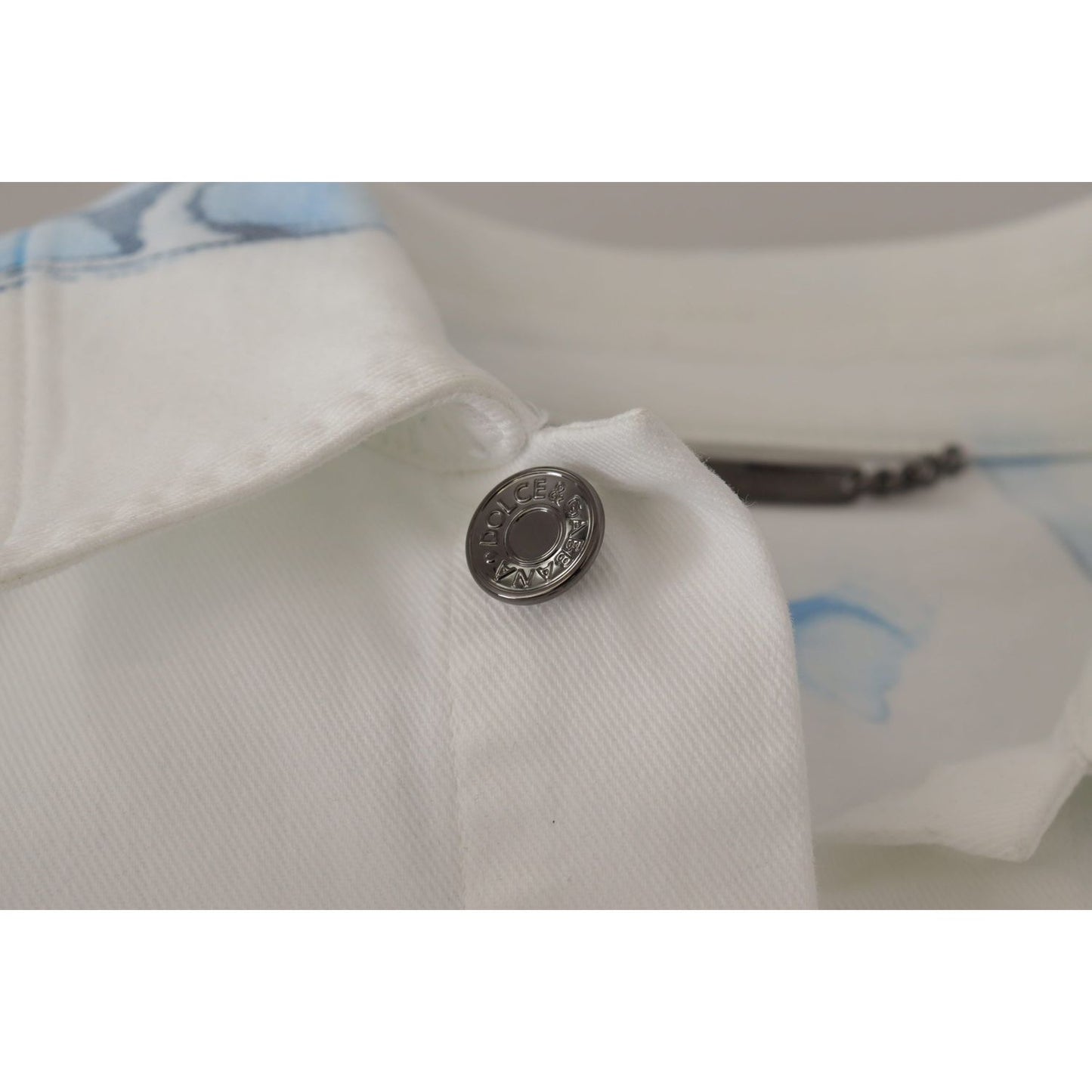 Dolce & Gabbana White Cotton Logo Embroidery Denim Jacket Dolce & Gabbana