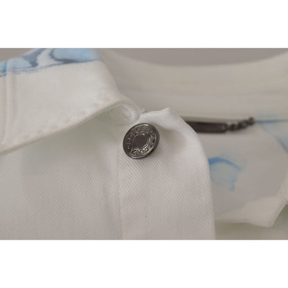 Dolce & Gabbana White Cotton Logo Embroidery Denim Jacket Dolce & Gabbana