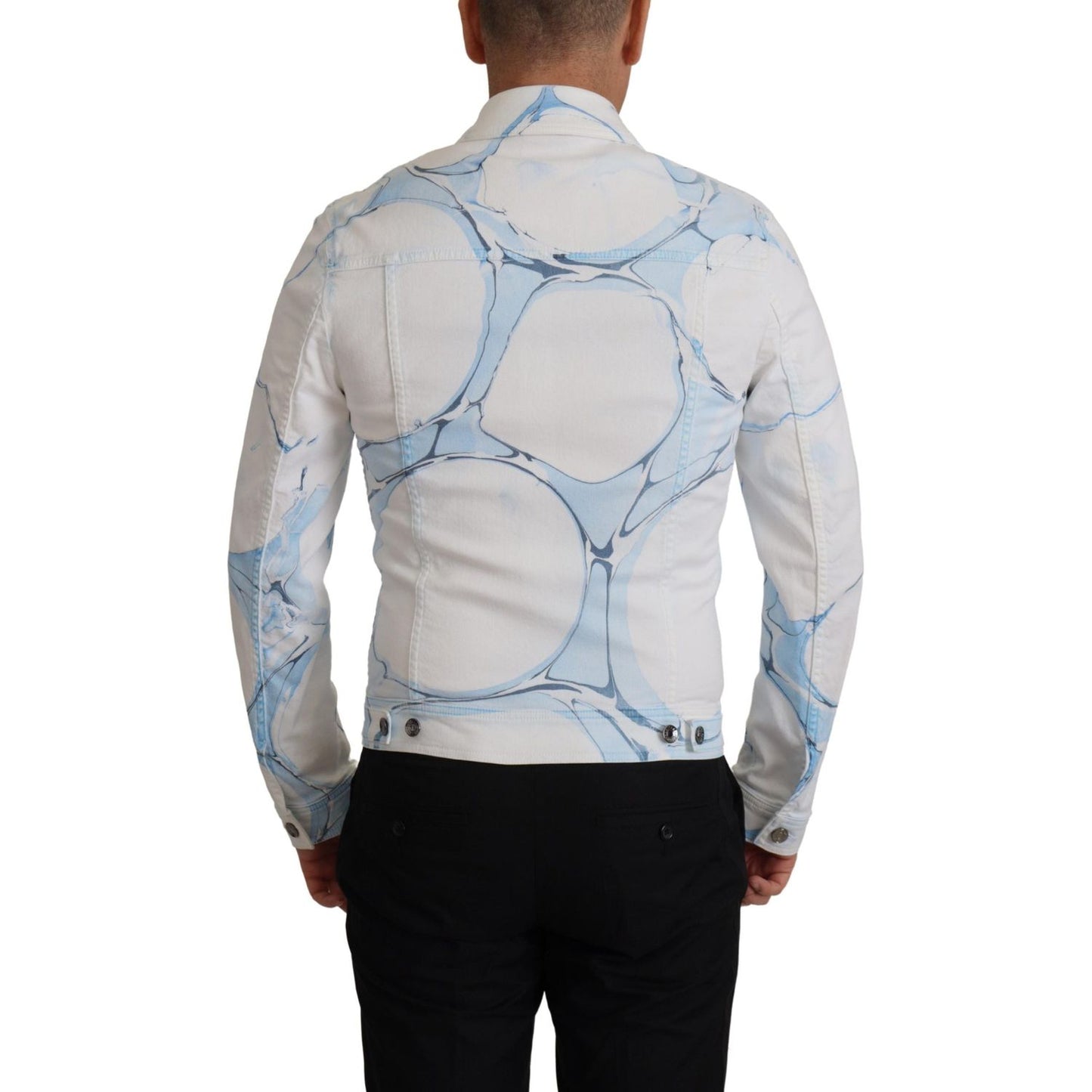 Dolce & Gabbana White Cotton Logo Embroidery Denim Jacket JKT3402-46