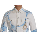 Dolce & Gabbana White Cotton Logo Embroidery Denim Jacket JKT3402-46