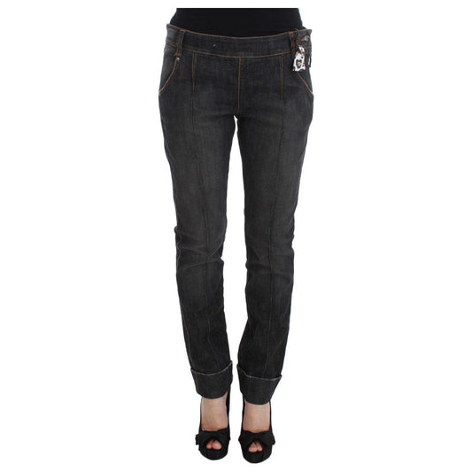 Ermanno Scervino Chic Slim Fit Gray Wash Jeans Ermanno Scervino Dark Slate Gray