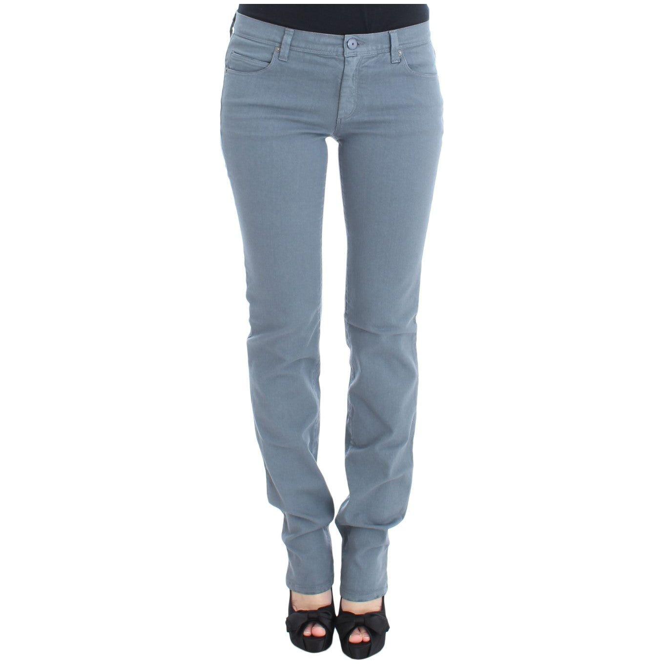 Ermanno Scervino Chic Slim Fit Bootcut Denim Indulgence Jeans & Pants Ermanno Scervino Light Slate Gray