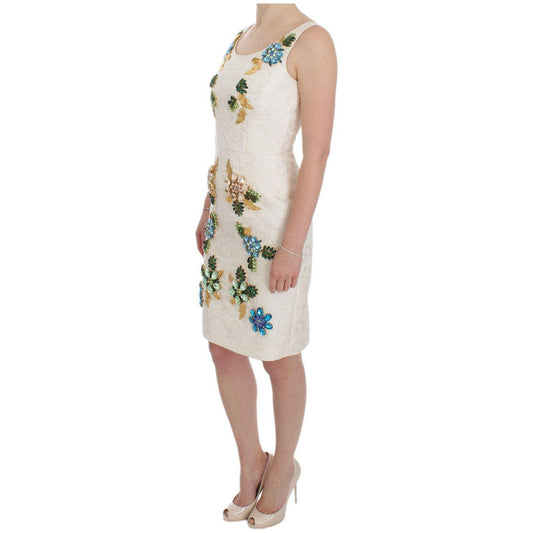 Dolce & Gabbana Elegant Floral Brocade Sheath Dress Dolce & Gabbana Tan