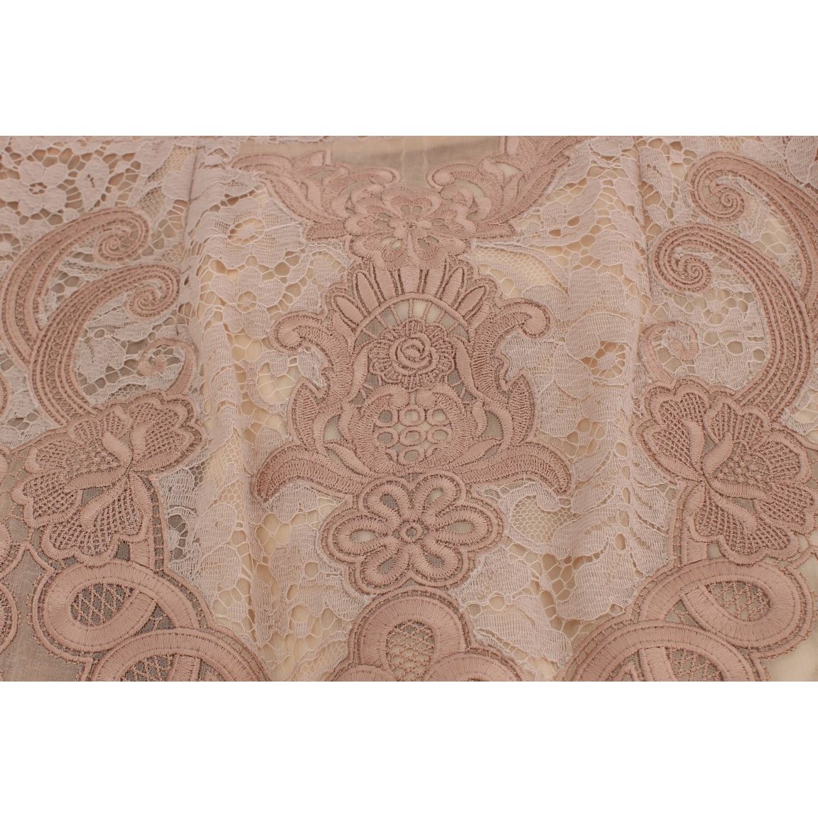 Dolce & Gabbana Pink Silk Lace Ricamo Shift Gown Dress