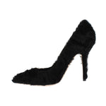 Dolce & Gabbana Black Xiangao Lamb Fur Leather Pumps
