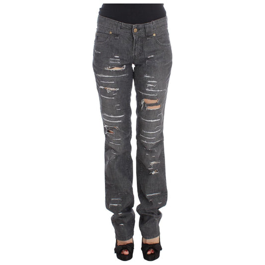 John Galliano Chic Gray Wash Straight Fit Jeans John Galliano Dark Slate Gray