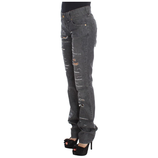 John Galliano Chic Gray Wash Straight Fit Jeans John Galliano Dark Slate Gray