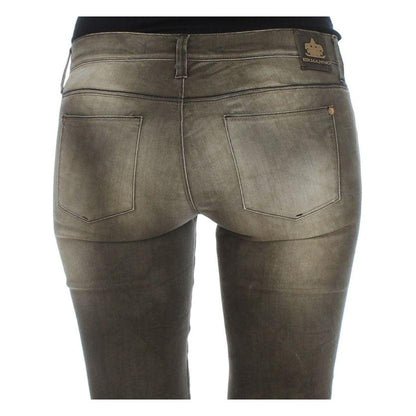 Ermanno Scervino Gray Wash Cotton Blend Slim Fit Jeans