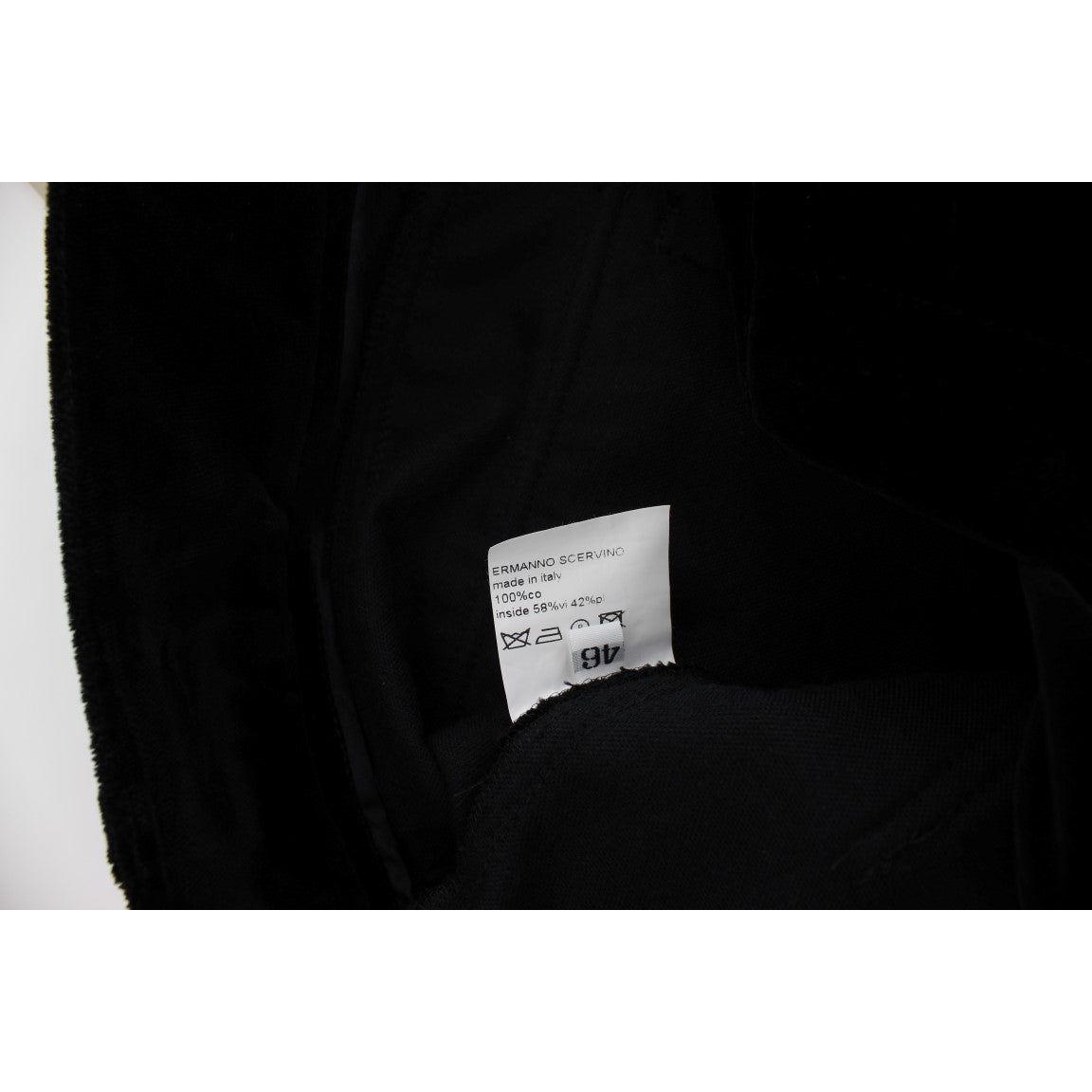 Ermanno Scervino Black Velvet Cotton Straight Legs Pants Jeans & Pants