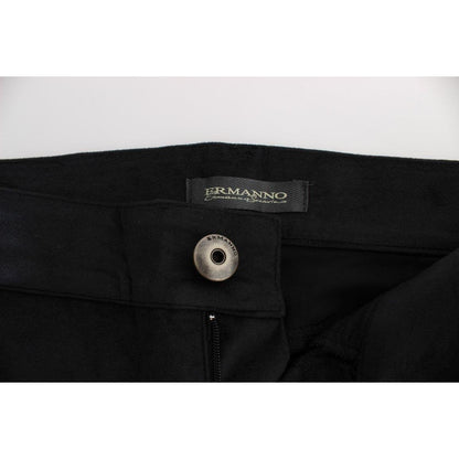 Ermanno Scervino Black Cotton Blend Regular Fit Pants Jeans & Pants