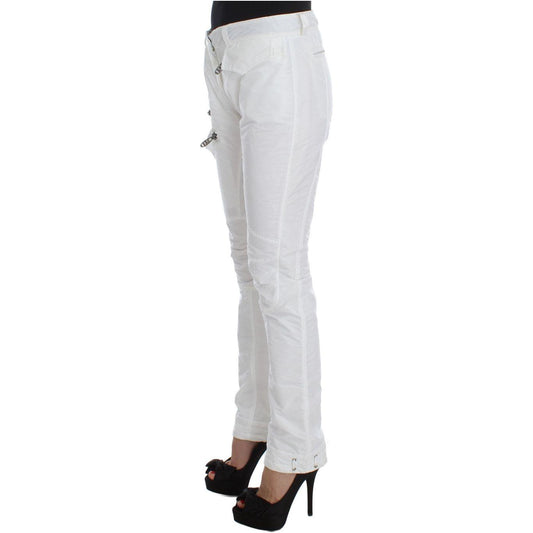 Ermanno Scervino Chic White Nylon Cargo Pants by Italian Designer Ermanno Scervino Light Gray