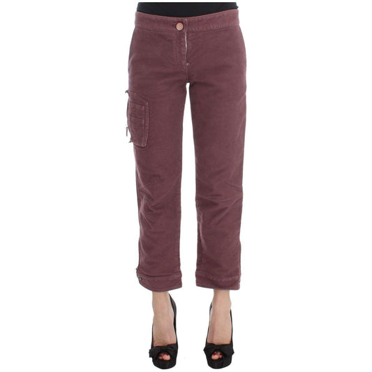 Ermanno Scervino Chic Bordeaux Capri Cropped Cargo Pants Ermanno Scervino Dim Gray