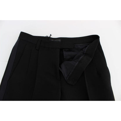 Ermanno Scervino Black Striped Cotton Blend Wide Legs Pants Jeans & Pants