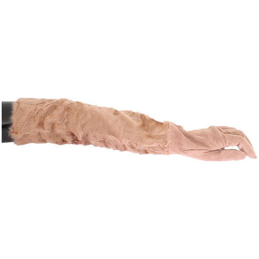 Dolce & Gabbana Elegant Beige Suede Elbow-Length Gloves Dolce & Gabbana Tan