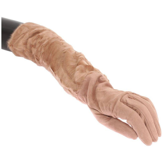 Dolce & Gabbana Elegant Beige Suede Elbow-Length Gloves Dolce & Gabbana Rosy Brown