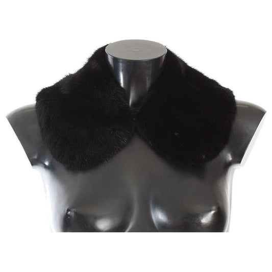Dolce & Gabbana Elegant Black Mink Fur Shoulder Wrap Scarf Dolce & Gabbana Dark Slate Gray