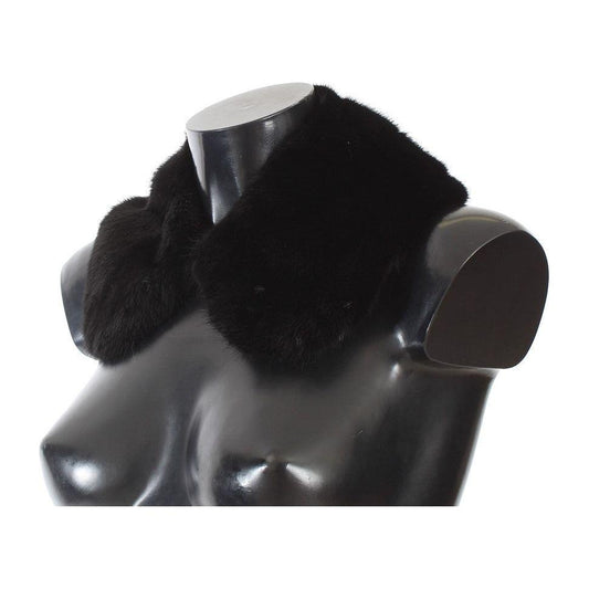 Dolce & Gabbana Elegant Black Mink Fur Shoulder Wrap Scarf Dolce & Gabbana Dark Slate Gray