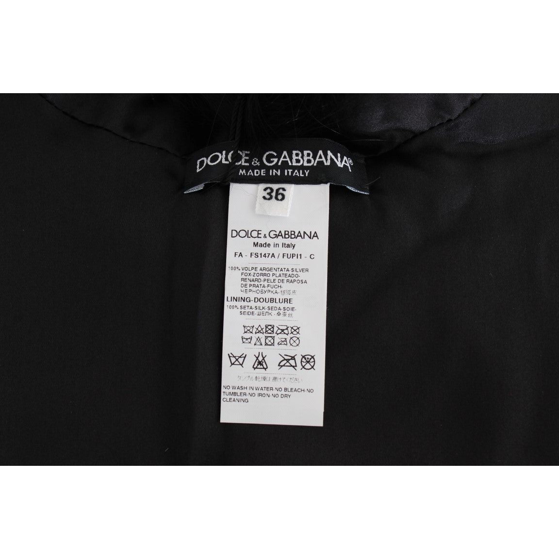 Dolce & Gabbana Black Fox Fur Collar Scarf