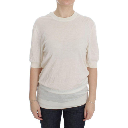 Dolce & Gabbana Elegant White Cashmere Sweater Dolce & Gabbana Gray