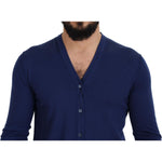 Dolce & Gabbana Elegant Virgin Wool Blue Cardigan Sweater Dolce & Gabbana Midnight Blue