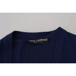 Dolce & Gabbana Elegant Virgin Wool Blue Cardigan Sweater Dolce & Gabbana Black