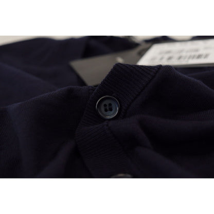 Dolce & Gabbana Blue Wool STAFF Down Cardigan Sweater