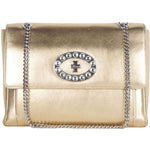 Blumarine Gold Leather Shoulder Women Bag B97.002-FBB-340