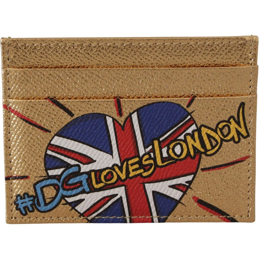 Dolce & Gabbana Elegant Gold Leather Cardholder Dolce & Gabbana Sienna