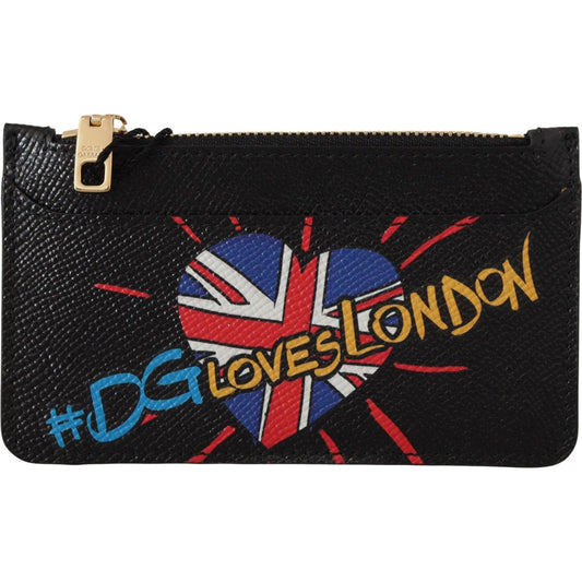 Dolce & Gabbana Elegant Leather Coin Wallet with Zip Closure Dolce & Gabbana Black