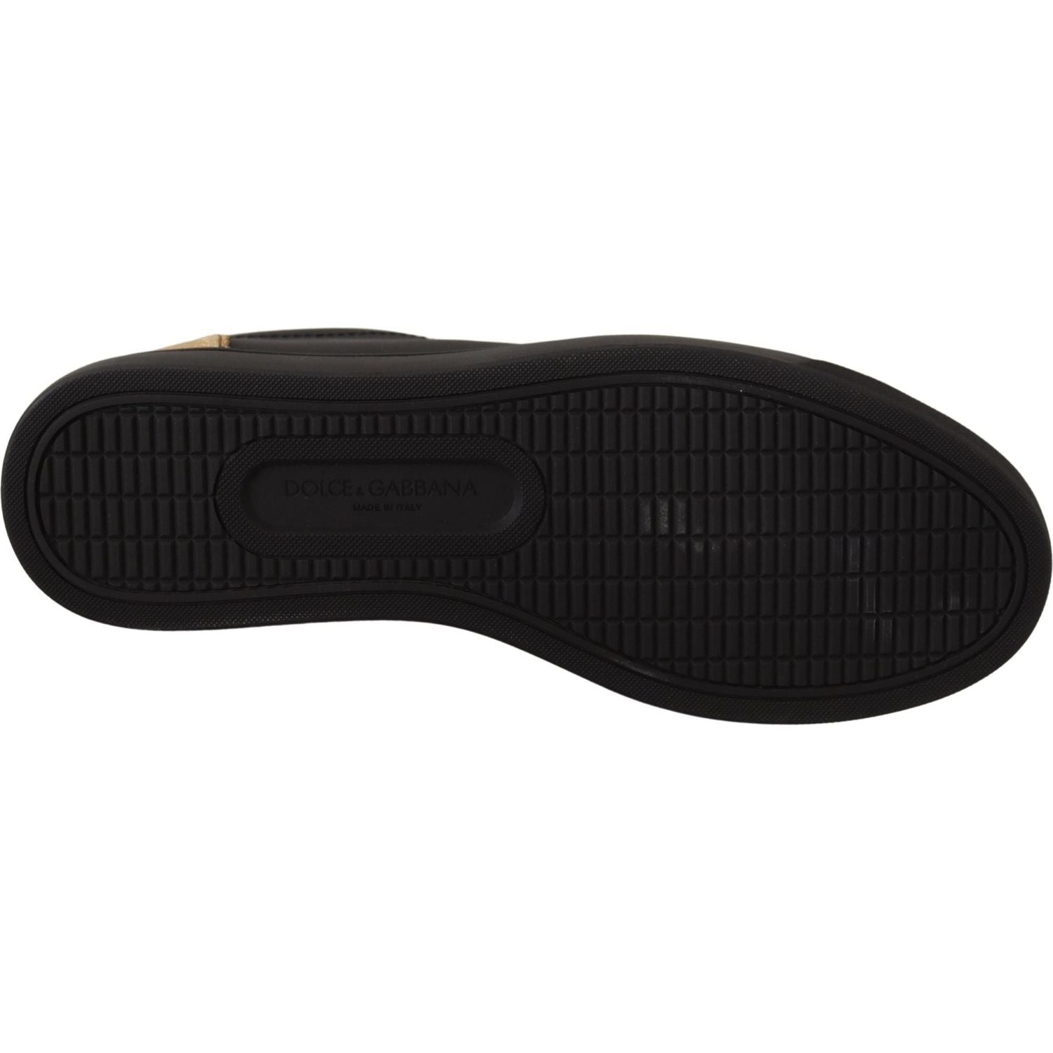 Dolce & Gabbana Black Gold Leather Low Top Sneakers Womens Shoes