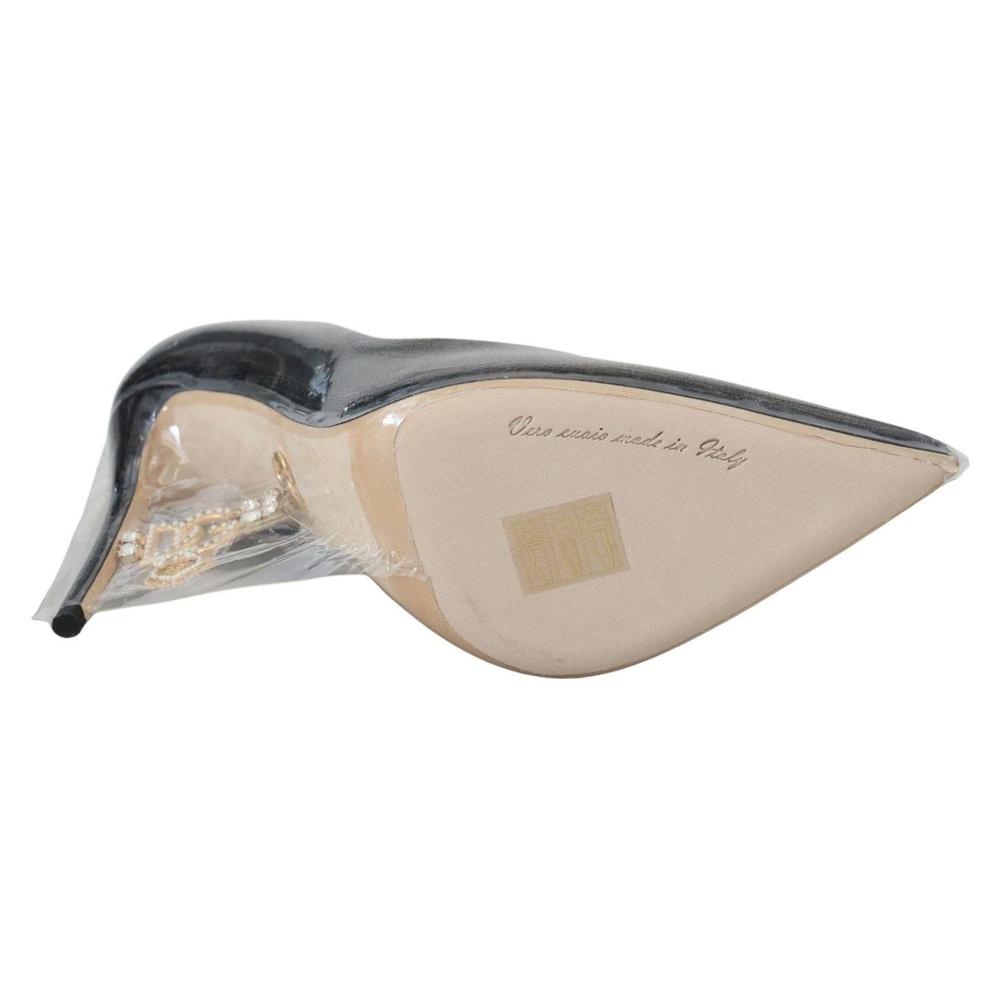 Dolce & Gabbana Black Leather Heels Pumps Plastic Wrapped Shoes