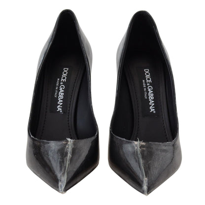 Dolce & Gabbana Black Leather Heels Pumps Plastic Wrapped Shoes