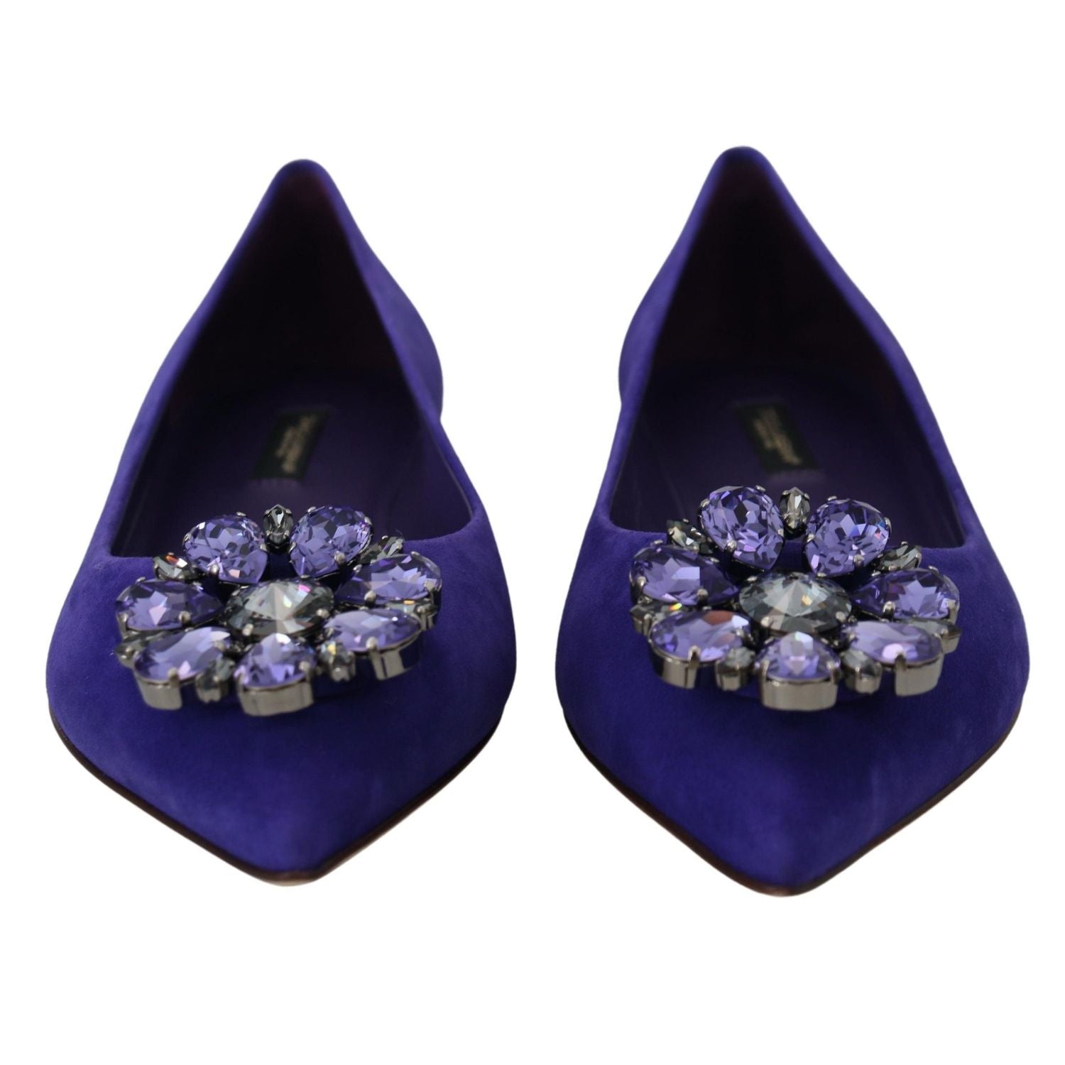 Dolce & Gabbana Purple Suede Crystals Loafers Flats Shoes