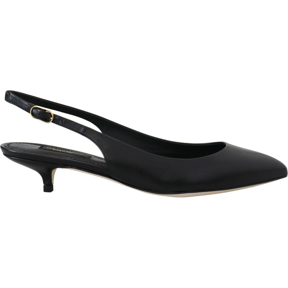Dolce & Gabbana Elegant Black Leather Slingback Pumps Dolce & Gabbana Dark Slate Gray