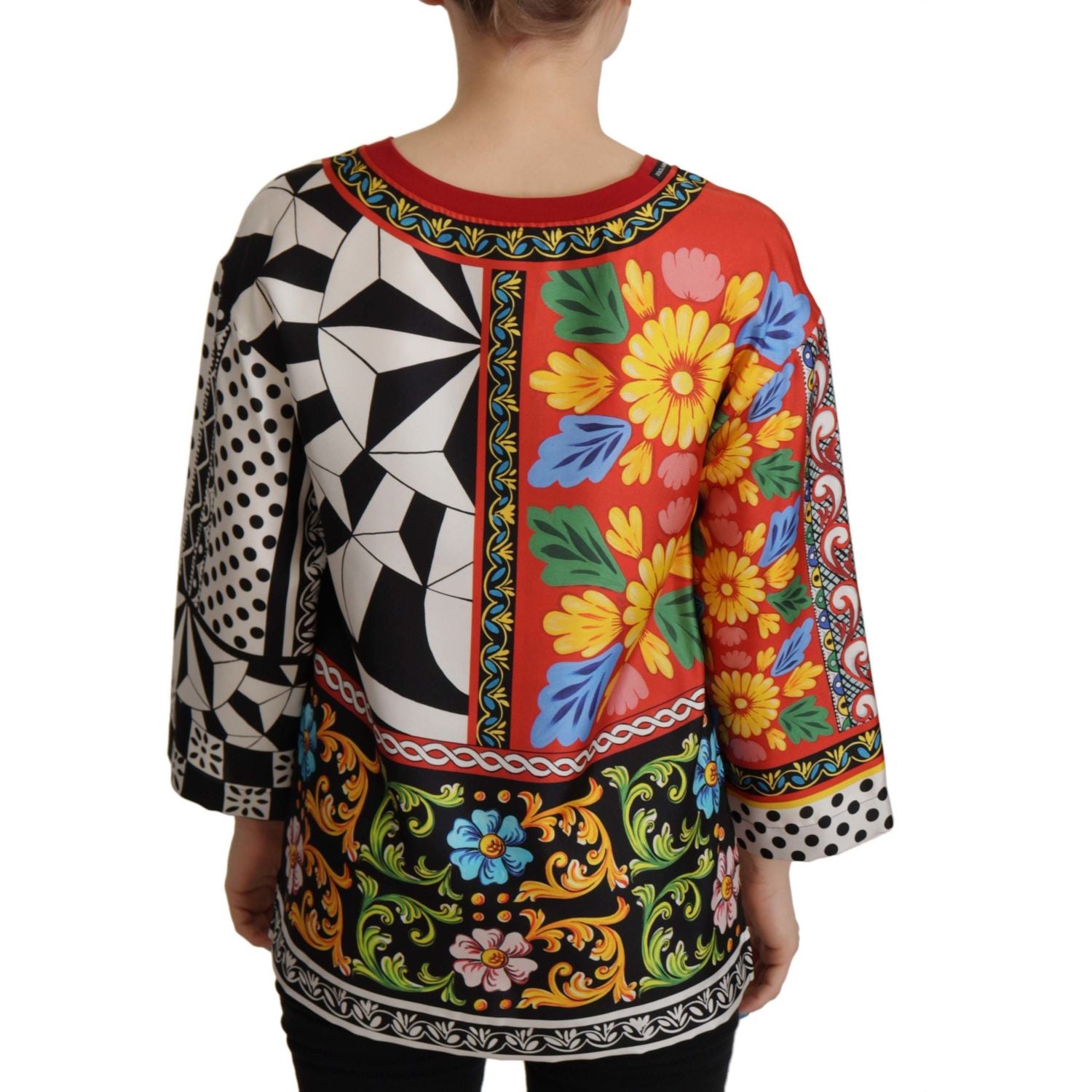 Dolce & Gabbana Multicolor Printed Baroque Loose Long Sleeve