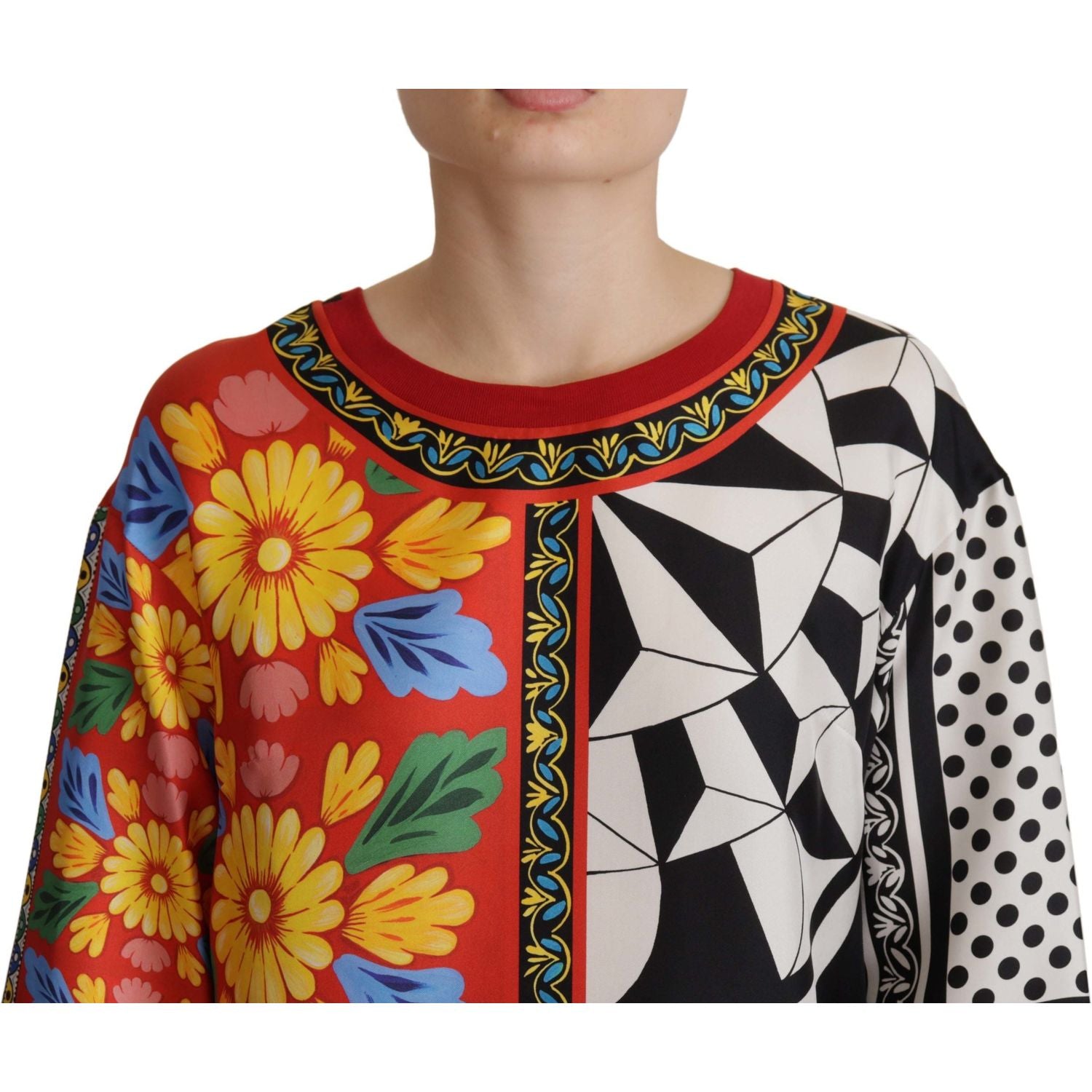 Dolce & Gabbana Multicolor Printed Baroque Loose Long Sleeve